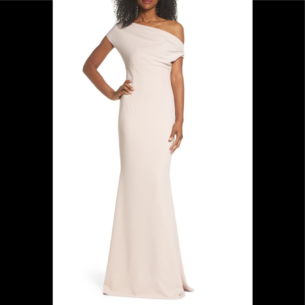 Katie may hannah one shoulder crepe gown